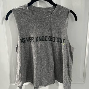 Never Knocked Out Crop Tank - LARGE / HEATHER GREY